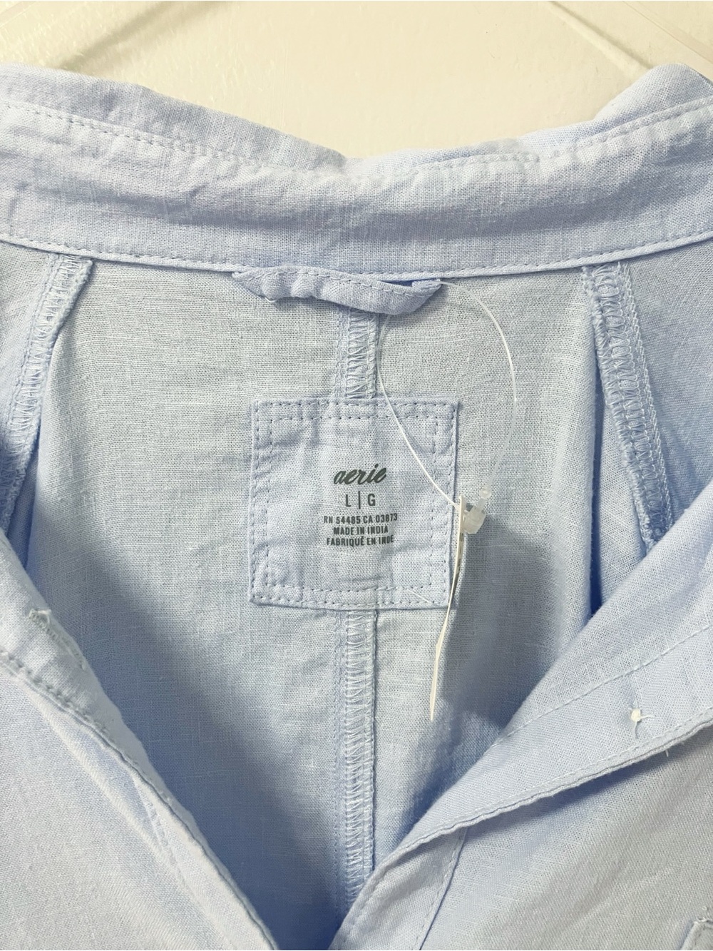 Aerie | Blue Gauzy Linen Oversized Button Up Shirt L Comfy Cozy Minimalist - Picture 5 of 6